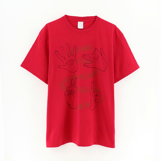 ハンドグラフィックTシャツ／赤ver
