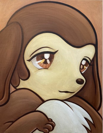 下家杏樹　SMILEY DOG　キャンバスに油彩　41.0×31.8㎝（F6)　2021年