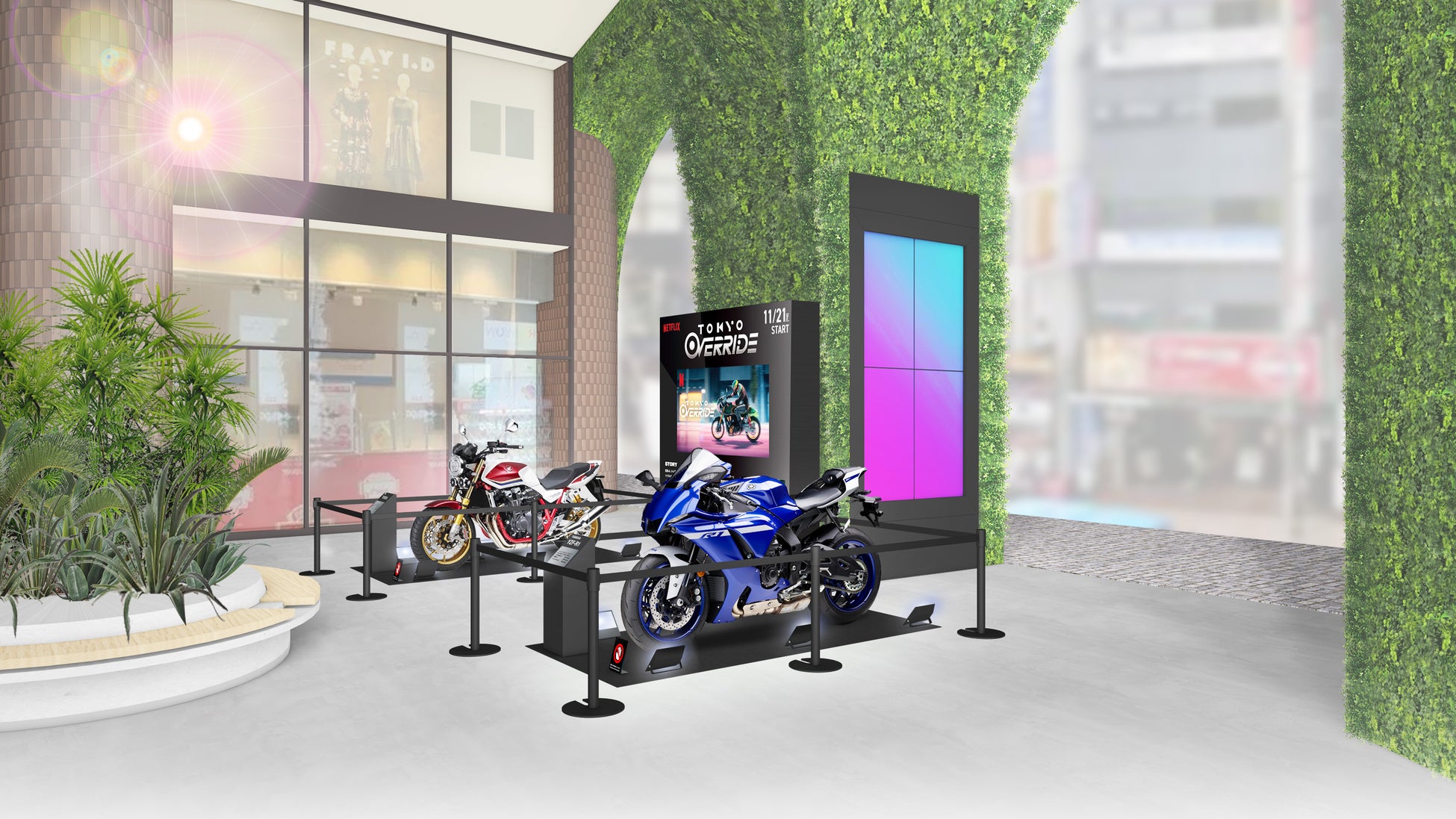 Netflixシリーズ「Tokyo Override」に登場するバイクを渋谷モディにて期間限定で展示！