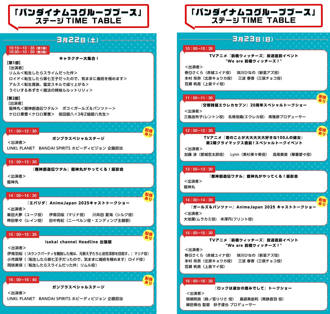 ブース内ステージでスペシャルステージ多数実施　AnimeJapan 2025バンダイナムコグループブース見どころ