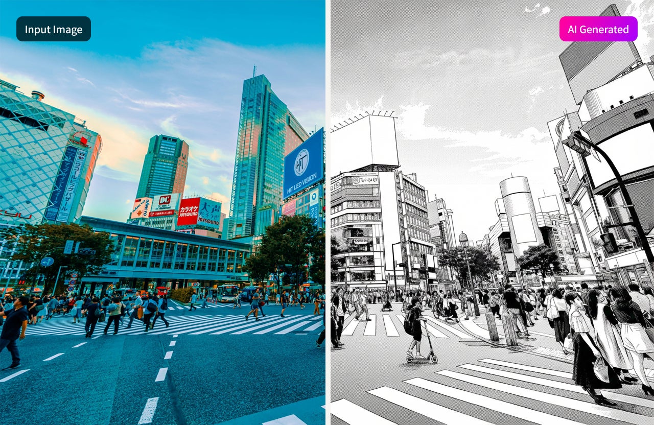 スナップ写真が数秒でプロ品質の背景に。マンガ背景生成AI「Sekaitoon!」が先行予約受付を開始