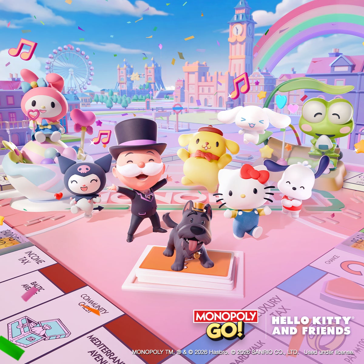 Scopelyが手掛ける、大ヒットモバイルゲーム「MONOPOLY GO!」ハローキティアンドフレンズコラボを開催！