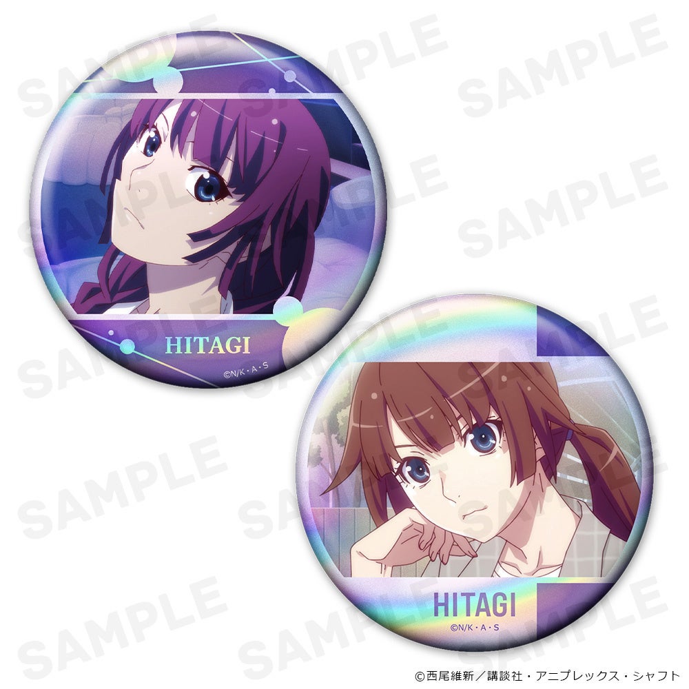 ＜物語＞シリーズ　ホログラム缶バッジ２個セット、缶バッジ3個セット、アクリルキーリング、ダイカットステッカーの受注を開始しました！