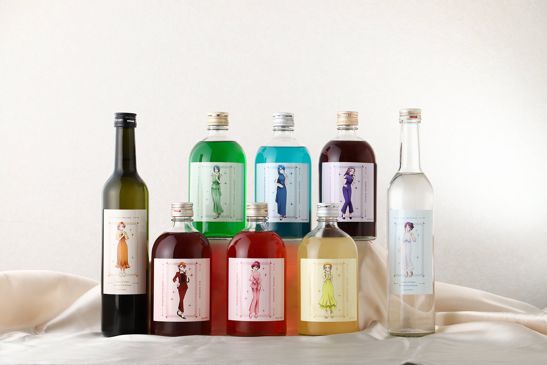 TVアニメ『キボウノチカラ～オトナプリキュア’23～』のキャラクターをイメージしたオリジナルのお酒、8種類が登場