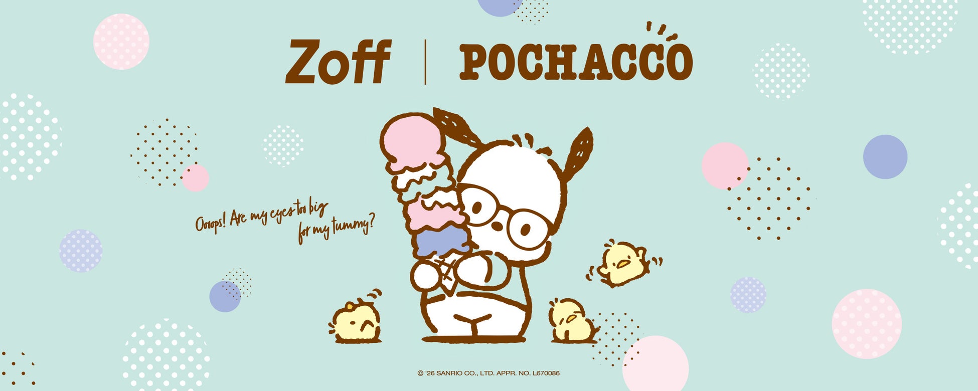 メガネブランドZoffとサンリオの人気キャラクター『ポチャッコ』とのコラボレーション　「Zoff｜POCHACCO」“Icecream Collection”が登場