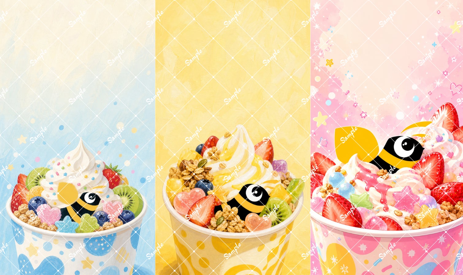 こんびーちゃんのアイスクリーム風デザイン壁紙3種を無料配布開始！