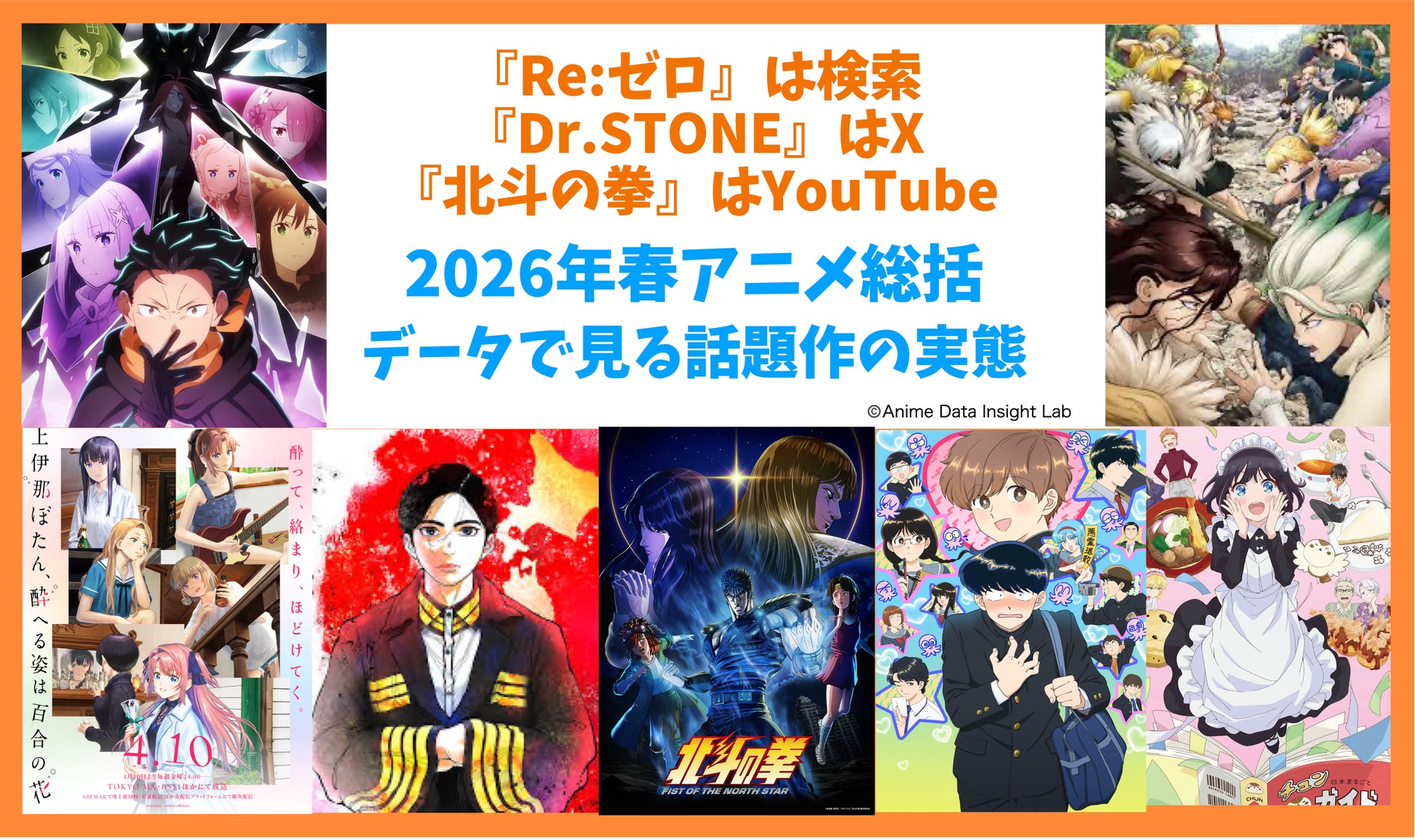 『Re:ゼロ』は検索、『Dr.STONE』はX、『北斗の拳』はYouTube――2026年春アニメ総括｜データで見る話題作の実態【アニメデータインサイトラボ】