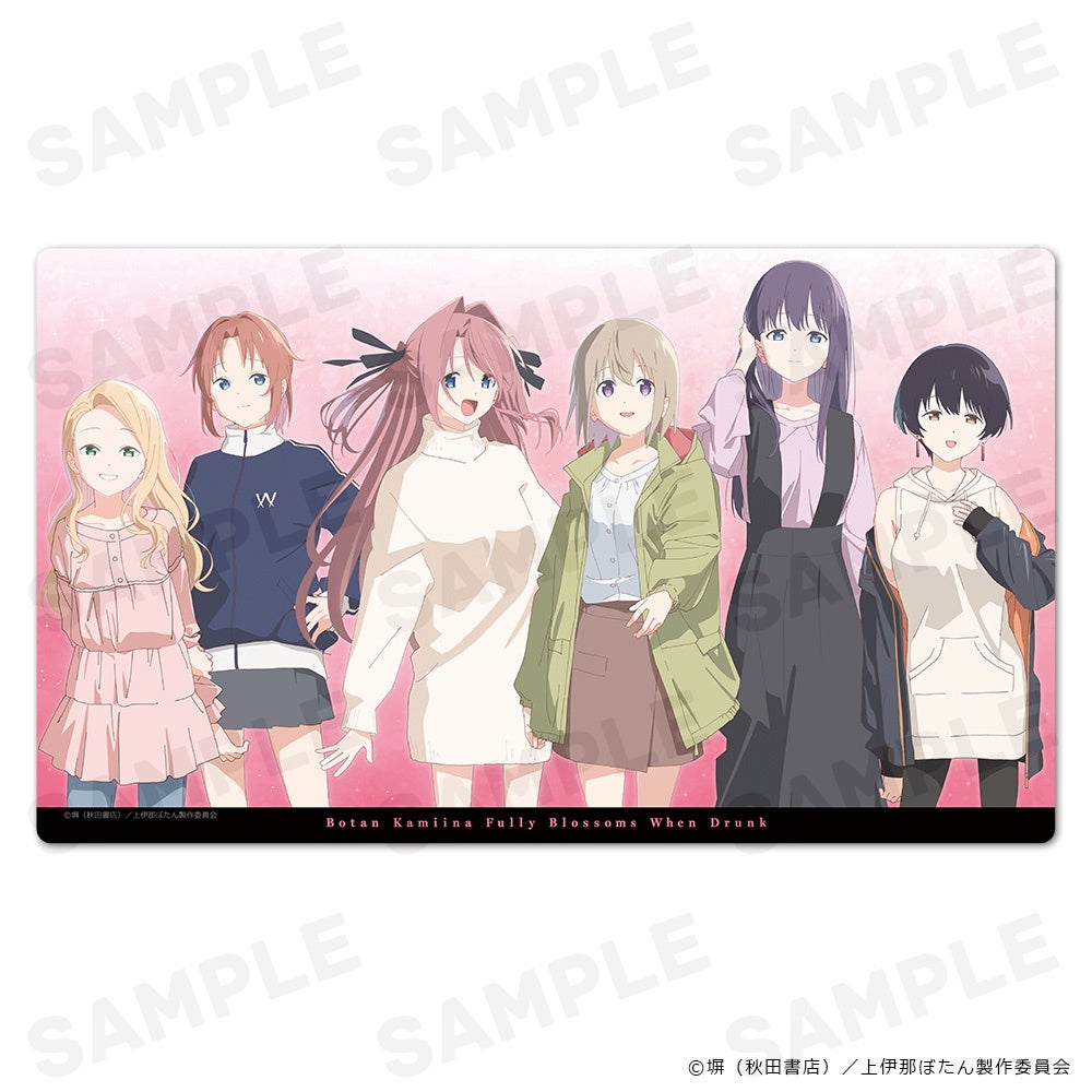 TVアニメ「上伊那ぼたん、酔へる姿は百合の花」キャラクターラバーマット、マグカップ、ぷにこれ！アクリルフィギュア、プリズムビジュアルコレクション、耐水耐光ダイカットステッカーの受注を開始しました！